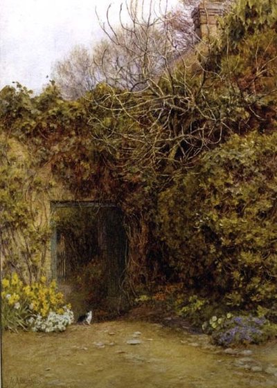 De zuiveldeur, Farringford, het huis van Lord Tennyson door Helen Allingham