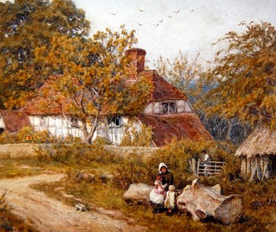 Het familiehuisje door Helen Allingham