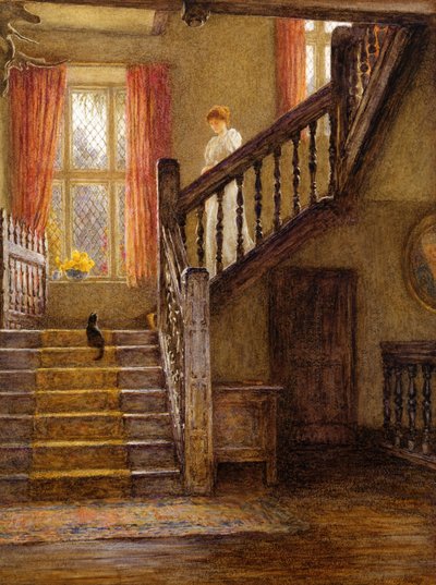 De trap, Whittington Court, Gloucestershire door Helen Allingham