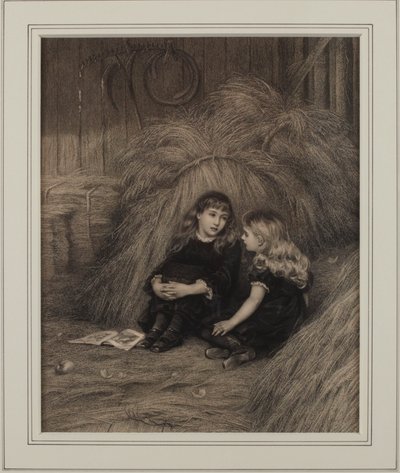 Twee Meisjes in een Schuur door Helen Allingham