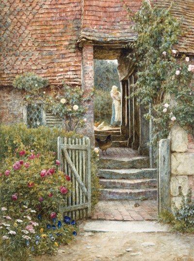 Onder de Oude Malthouse, Hambledon, Surrey door Helen Allingham