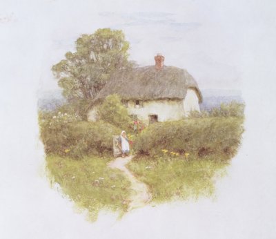 Jong Meisje bij het Huisje door Helen Allingham