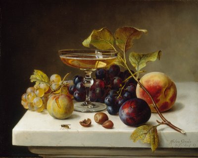 Stilleven met fruit en champagne, 1869 door Helen Searle