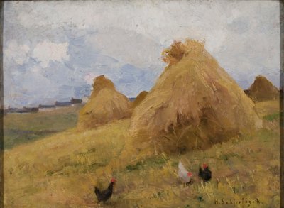 Kippen tussen Korenstokken, c.1888 door Helene Schjerfbeck