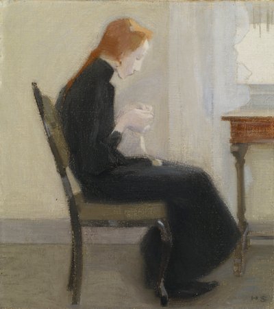 Meisje aan het haken door Helene Schjerfbeck