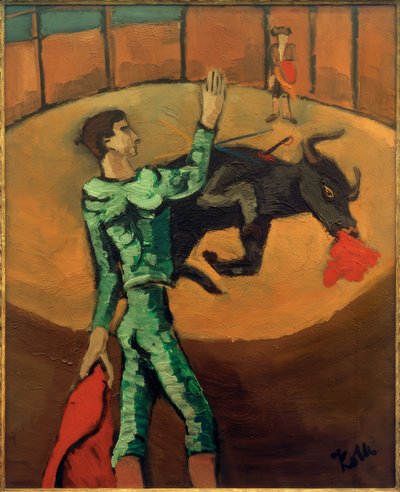 Arena met stierenvechter en stervende stier (Tauromachie III) door Helmut Kolle