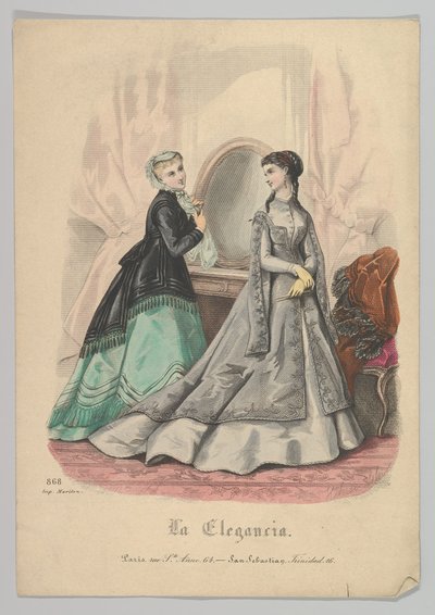 Twee Vrouwen met een Spiegel, No. 868, uit La Elegancia San Sebastian door Heloise Leloir