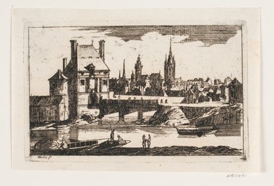 Een stad bij een rivier door Helt