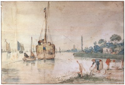 Een schuit met hooi, c1625-c1634 door Hendrick Avercamp