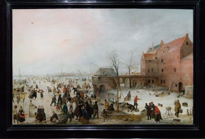 Dutch: IJsgezicht bij een brouwerij A Scene on the Ice near a Town door Hendrick Avercamp