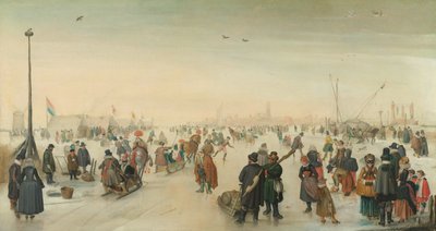 Winterlandschap bij een stad door Hendrick Avercamp