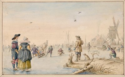 Hendrick Avercamp - Winterlandschap met schaatsers, Albertina door Hendrick Avercamp