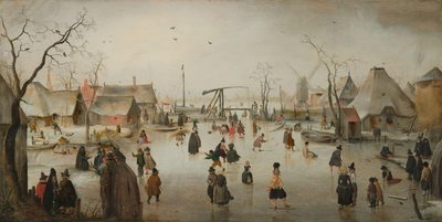 Schaatsen in een dorp door Hendrick Avercamp