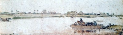 Rivierlandschap met touwveer, begin 17e eeuw door Hendrick Avercamp