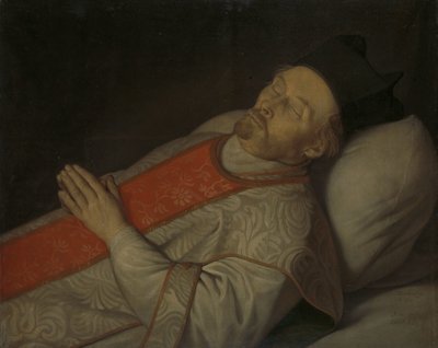 Portret van Joannes Putkamer (1600-1671) op zijn sterfbed door Hendrick Bloemaert