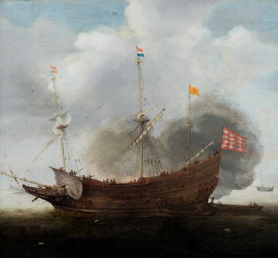 Een oorlogsschip door Hendrick Cornelisz Vroom