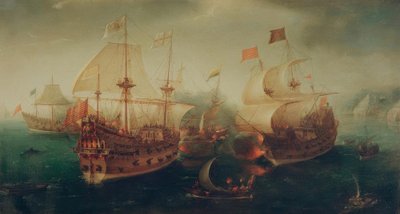 Zeeslag door Hendrick Cornelisz. Vroom