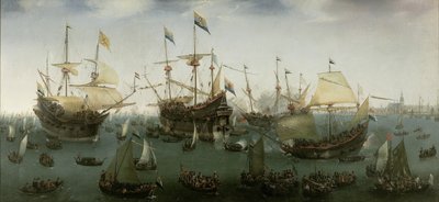 De terugkeer naar Amsterdam van de tweede expeditie naar Oost-Indië, 19 juli 1599 door Hendrick Cornelisz. Vroom