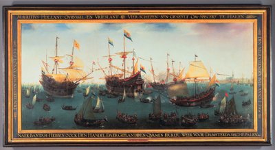 De terugkeer naar Amsterdam van de tweede expeditie naar Oost-Indië, 19 juli 1599, 1599 door Hendrick Cornelisz. Vroom