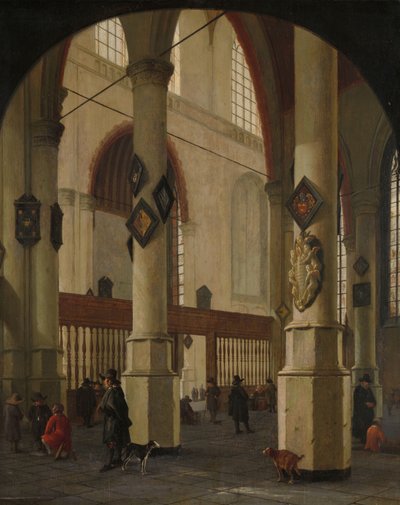 Gezicht op de Oude Kerk in Delft door Hendrick Cornelisz van Vliet