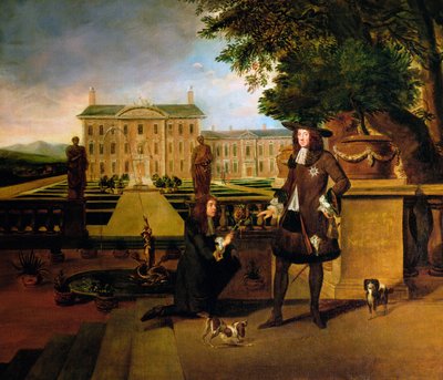 John Rose, de tuinman van de koning, presenteert Karel II een ananas, 17e eeuw door Hendrick Danckerts