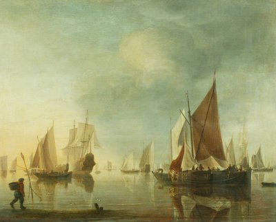 Schepen voor Anker in een Kalm Zee; Avondlicht, c.1650-60 door Hendrick Dubbels
