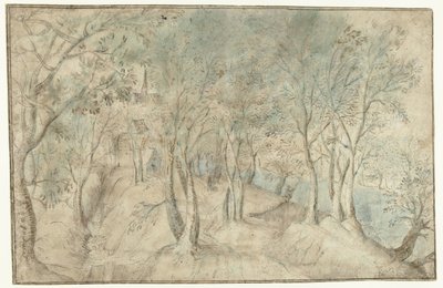 Gezicht op een dorp bij een rivier door Hendrick Gijsmans