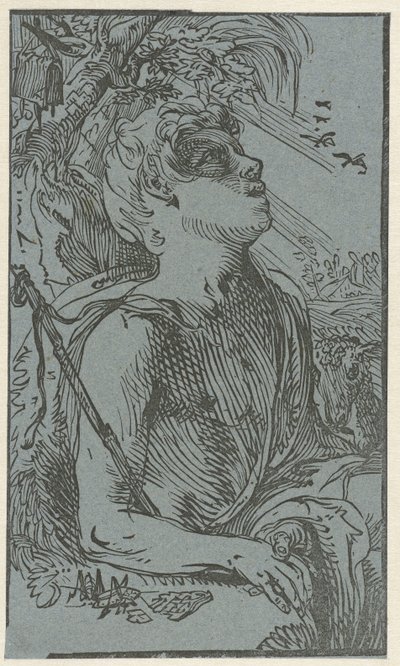 Johannes de Doper in de wildernis door Hendrick Goltzius (attributed to)