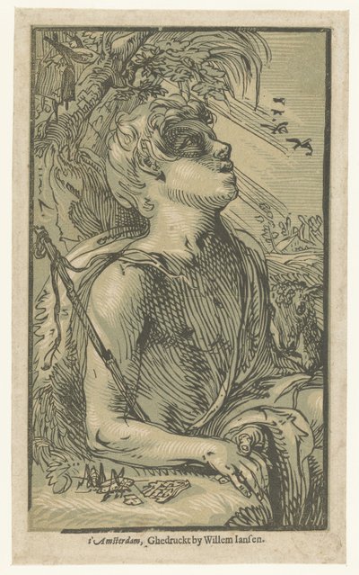 Johannes de Doper in de wildernis door Hendrick Goltzius (attributed to)