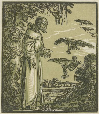 Paulus de Kluizenaar (Elia?) gevoed door raven door Hendrick Goltzius (attributed to)