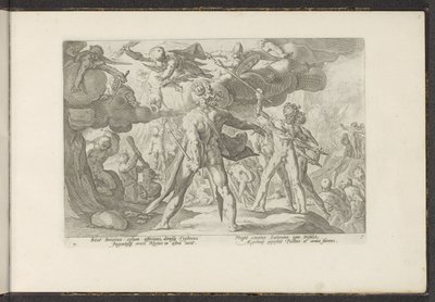 Aanval van de Giganten op de godenwereld door Hendrick Goltzius (workshop of)