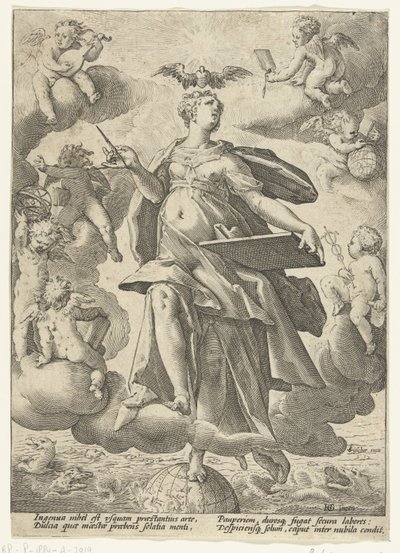 Allegorie op de kunst door Hendrick Goltzius (workshop of)