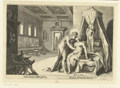 Apollo verleidt Leucothea door Hendrick Goltzius (workshop of)