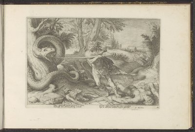 Cadmus doodt de draak door Hendrick Goltzius (workshop of)