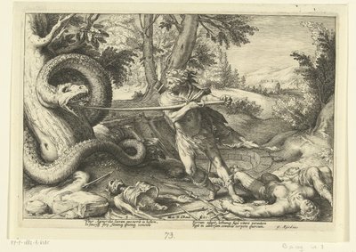 Cadmus doodt de draak door Hendrick Goltzius (workshop of)