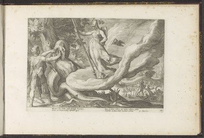 Cadmus zaait de tanden van de draak door Hendrick Goltzius (workshop of)
