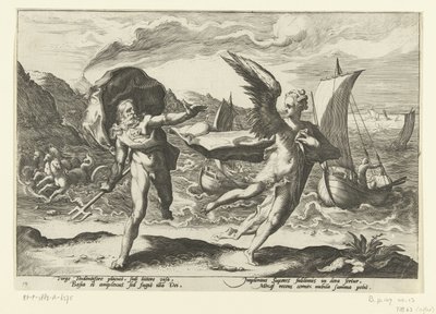 Cornix verandert in een kraai door Hendrick Goltzius (workshop of)