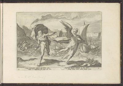 Cornix verandert in een kraai door Hendrick Goltzius (workshop of)