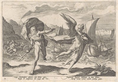 Coronis verandert in een kraai door Hendrick Goltzius (workshop of)