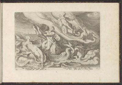 Juno beklaagt zich bij Thetis en Oceanus door Hendrick Goltzius (workshop of)