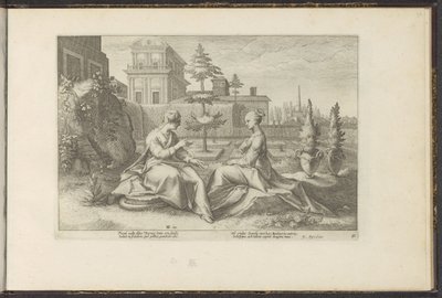 Juno benadert Semele in de gedaante van Beroë door Hendrick Goltzius (workshop of)