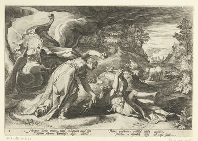 Juno verandert Callisto in een beer door Hendrick Goltzius (workshop of)