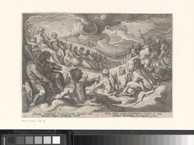 Jupiter vraagt de Olympische goden om raad door Hendrick Goltzius (workshop of)