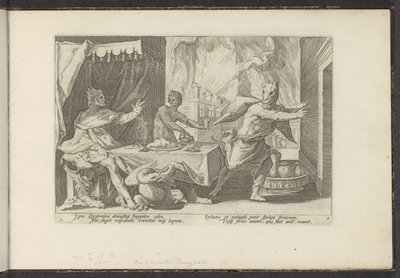 Lycaon verandert in een wolf door Hendrick Goltzius (workshop of)