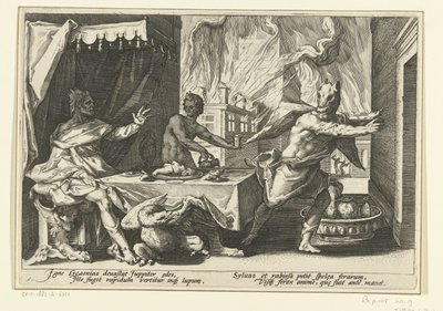 Lycaon verandert in een wolf door Hendrick Goltzius (workshop of)