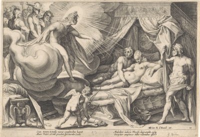 Mars en Venus door Apollo verrast door Hendrick Goltzius (workshop of)