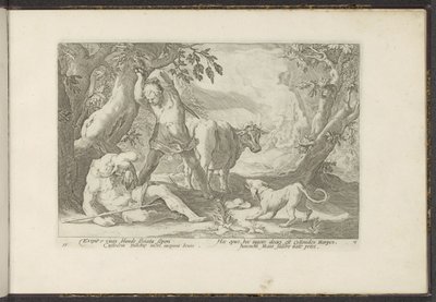 Mercurius doodt Argus door Hendrick Goltzius (workshop of)