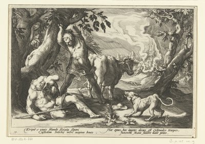 Mercurius doodt Argus door Hendrick Goltzius (workshop of)