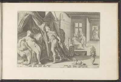 Mercurius in Herses kamer door Hendrick Goltzius (workshop of)
