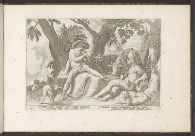 Mercurius speelt fluit voor Argus door Hendrick Goltzius (workshop of)